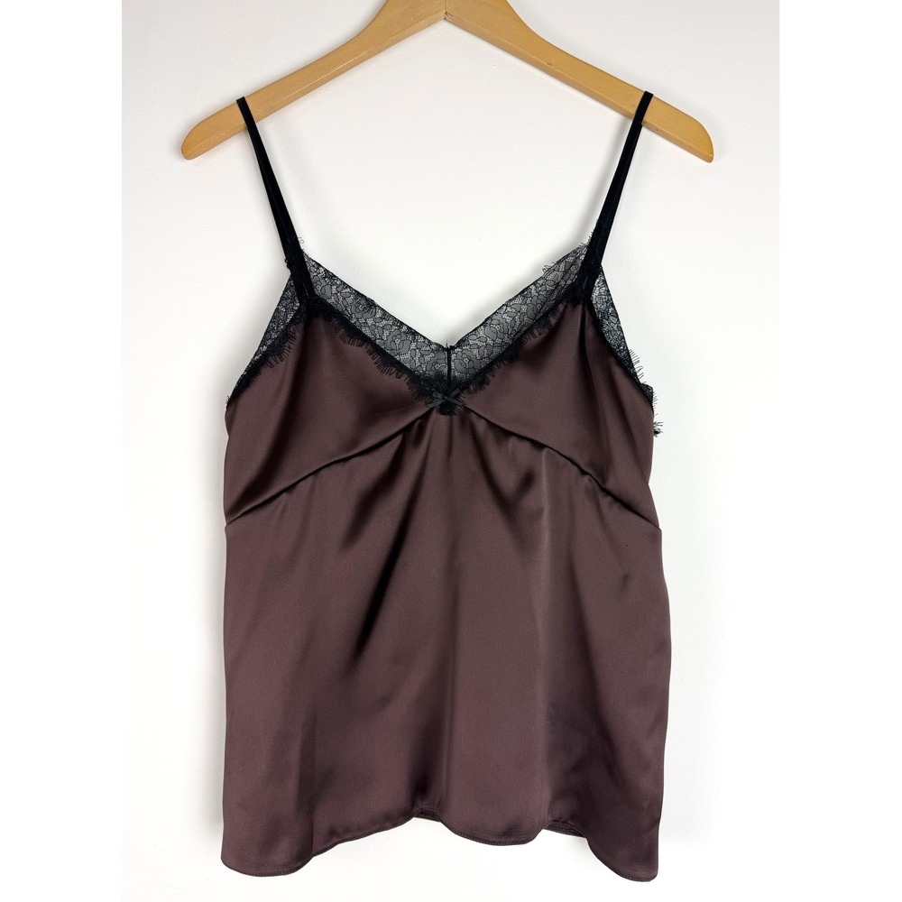 Zara Brown Satin Lace Trim Camisole Top Adjustable Straps NWT 9093/371/716 Small